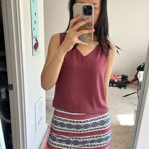 Babaton burgundy sleeveless blouse